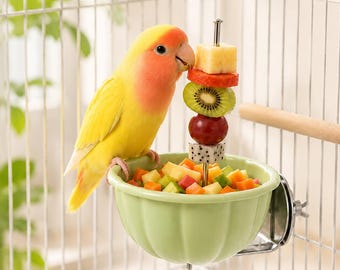 Parrot Fruit Feeder Bowl, Bird Cage Food Cup, Foraging Station, Small Birds Safe Plastic