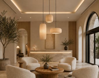 Hanglamp van witte stof, moderne plafondlamp voor de eetkamer