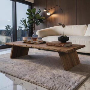 Reclaimed Oak Rectangular Coffee Table – Rustic Low Living Room Furniture, Scandinavian Style
