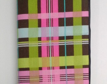 Pink Brown Green Blue Plaid Seatbelt Cover