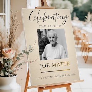 Editable Celebration of Life Template | Funeral Welcome Sign Template | Photo Memorial Sign Printable | Digital Download