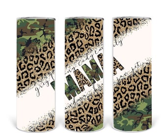 Copo personalizado para mamãe - camuflagem e leopardo com nomes de crianças/netos - sua escolha ou ambos