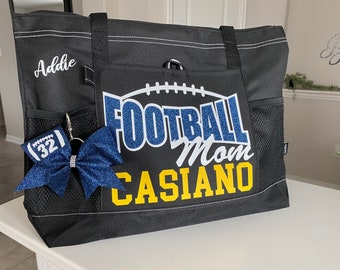 Bolsa para mãe de jogador de futebol com laço para chaveiro personalizável