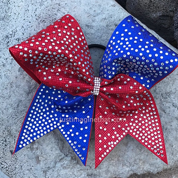 Rhinestone Ombre Cheer Bow  2-Color Shattered Glass Pattern