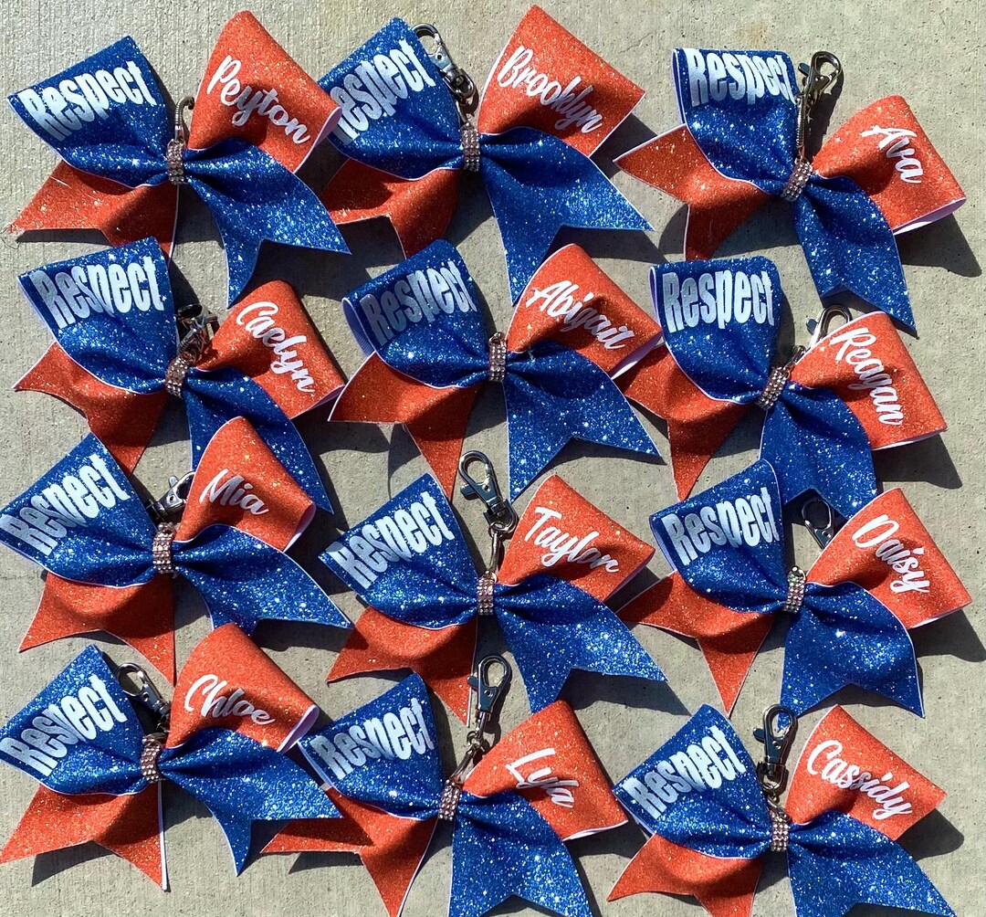 Custom Glitter Keychain Bows - You Choose Colors and Wording. - Etsy
