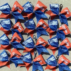 Custom Glitter Keychain Bows - You choose colors and wording.