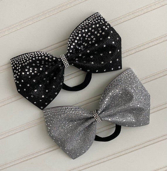 Tailless Rhinestone Cheer Bow 4"x7" Your Choice of Glitter Color