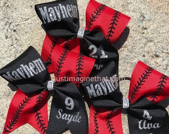 Team Bows - 3"x7"x7" Width Tick Tock Custom Softball Bow