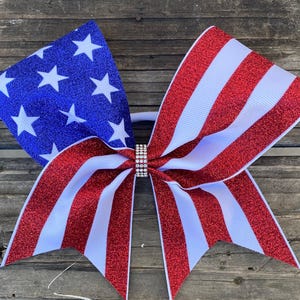 4th of July glitter cheer bow.