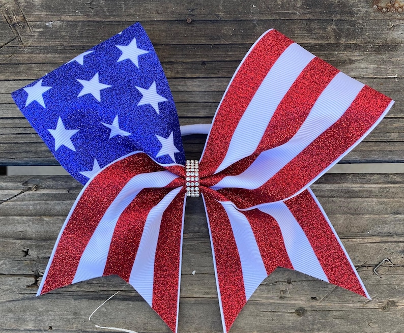 4th of July glitter cheer bow.