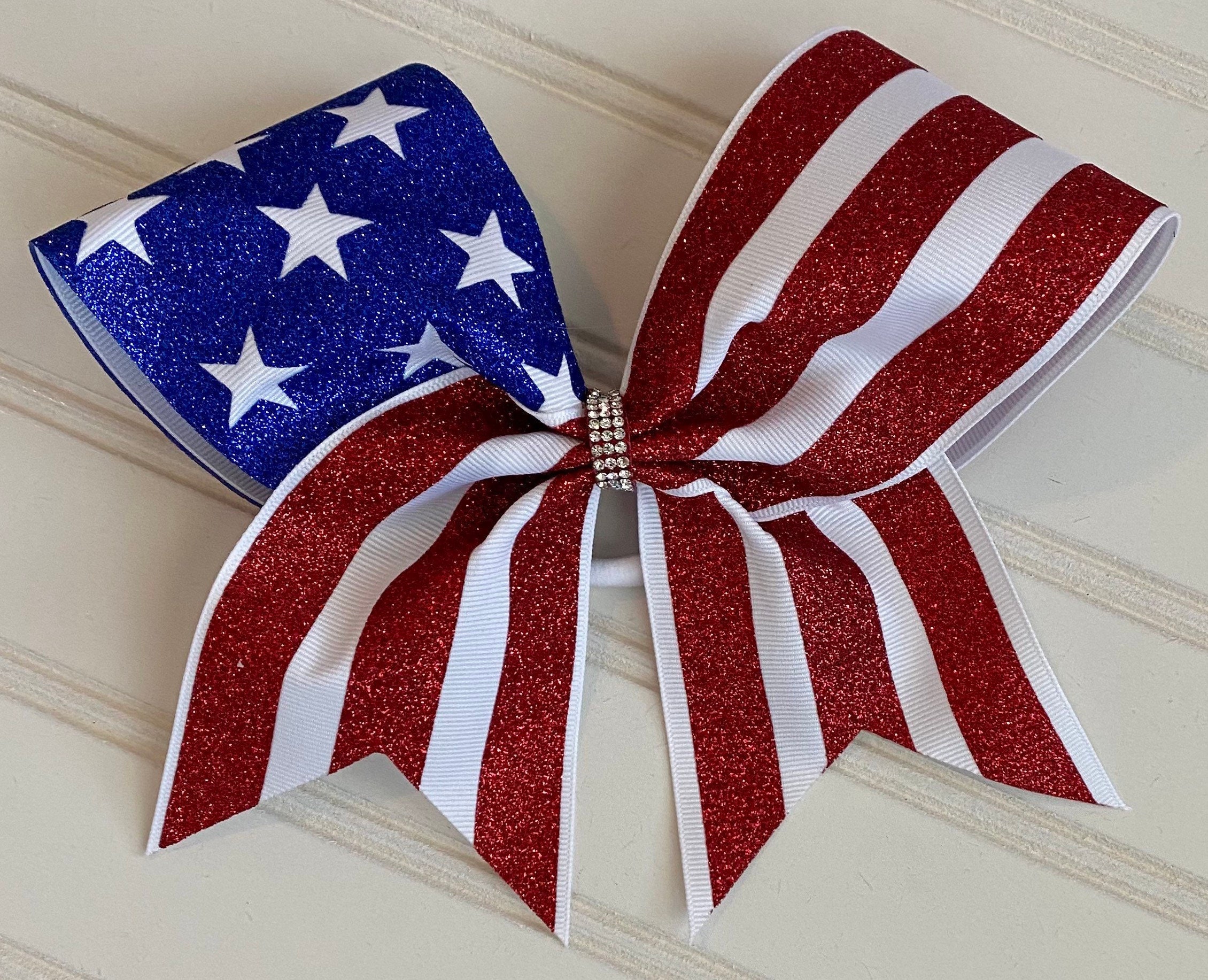 American Flag Cheer Bow