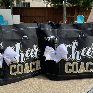 White glitter Cheer with old gold Coach