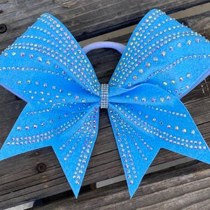 Rhinestone Cheer Bow Satin or Glitter and Luxe Rhinestones