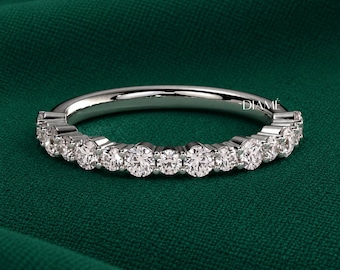 Women's Wedding Moissanite Band For Her, 1 Ct Round Moissanite 14K White Gold Bridal Band, Promise Anniversary Gift For Wife Women's Jewelry