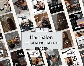 Hair Salon Social Media Templates | 50 Canva Instagram Posts for Hairstylists Hair Extensions | Salon Marketing Kit Digital Download