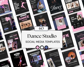 Dance Studio Social Media Templates | 60 Canva Templates | Instagram Posts & Stories | Dance School Marketing | Instant Download