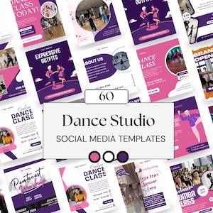 Dance Studio Social Media Templates | 60 Canva Posts for Academies & Dance Teachers | Instagram Stories, Marketing Kit | Digital Download