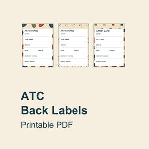 Artist Trading Card Back Labels Printable, ATC Backs and Swap Record, Letter A4 PDF
