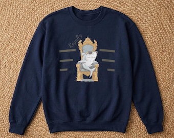 Hizz Royal Sharkness Sweatshirt, Shark Sweatshirt, Funny Shark Crewneck, Shark Lover Gift, Cool Shark on Throne, Jawjesty Apex Shirt