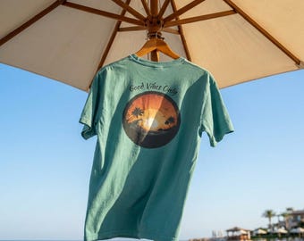 Good Vibes Only Shirt, Sunset Palm Tree Tee, Palm Tree Sunset Graphic Tshirt, Retro Surf Beach Shirt, Summer Gift for Her