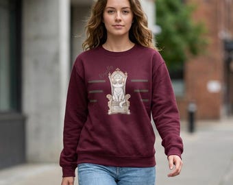 Meowjesty Royal Cat Sweatshirt, Cat Queen Sweatshirt, Funny Cat Crewneck, Cat Lover Gift, Cute Cat Mom Shirt, The Purrarch Throne