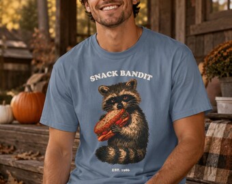 Snack Bandit Raccoon Shirt, Trash Panda Tee, Funny Raccoon Eating Sandwich Graphic, Raccoon Humor Gift for Raccoon Lover