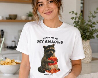 Leave Me to My Snacks Shirt, Snack Club Raccoon Tee, Trash Panda Shirt, Funny Raccoon Eating Chips Tshirt, Raccoon Lover Gift