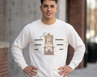 His Royal Bearness Sweatshirt, Bear Sweatshirt, Funny Bear King Crewneck, Cute Bear Lover Gift, Polar Bear on Throne, King of the Woods
