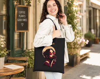 Reverie Tote Bag, Daydreamer Y2K Aesthetic Tote, Dreamy Girl Rose Colored Glasses Canvas Bag, Trippy Aesthetic Flower Girl Tote Gift