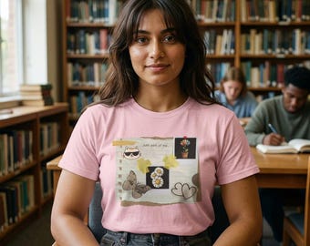 Just A Bit Of Me Aesthetic Scrapbook Tee | Cottagecore shirt | Journal Shirt Cat Butterfly Floral
