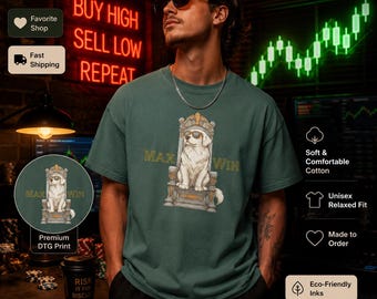 Max Win Dog Shirt, Lucky Dog Gambler Tee, Golden Retriever Dog King on Throne, Funny Degen Sports Betting Gift