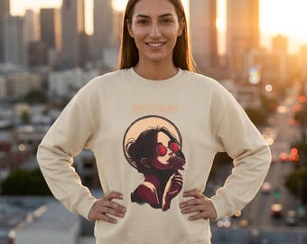 Reverie Sweatshirt, Dreamy Girl Crewneck, Y2K Retro Aesthetic Pullover, Vintage Sunglasses Graphic Top, Flower Girl Gift