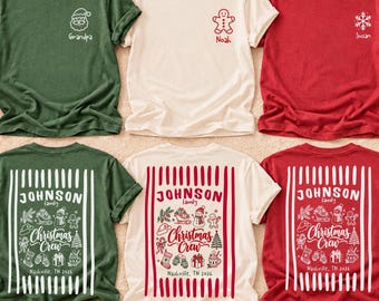 Comfort Colors® Custom Family Name Christmas T-Shirts, Personalized Christmas Crew Tees,Matching Holiday Vacation Group Shirts,Xmas Reunion
