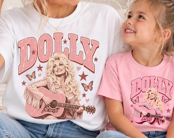 Dolly T-Shirt, Dolly Day Kids Shirt, Vintage Western Girls Shirt, Pink Guitar Dolly Toddler Tee