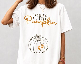 Growing A Little Pumpkin Shirt, Fall Pregnancy Announcement Tee, Comfort Colors Maternity Shirt (%100 Cotton), Comfort Colors Mom To Be Gift
