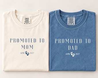 Pregnancy Announcement Gift Set, Promoted to Mom and Dad Sweatshirts, New Parents Est 2027, Matching Couple Sweatshirts, Baby Reveal Tee