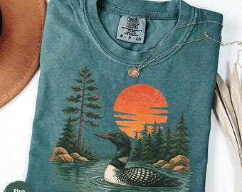 Vintage Loon  Shirt, Retro Wildlife Bird Graphic Tee, Loon Lake Sweatshirt (Comfort Colors®)