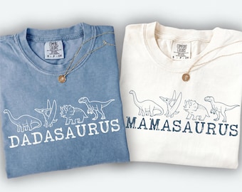 Mamasaurus Dadasaurus Shirts, Custom Dinosaur Birthday Family Shirts, Personalized Boy Birthday Mom Dad Tee, Mommy and Me Dinosaur Shirt