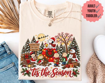Tis The Season Christmas Shirt, Vintage Cartoon Dod Holiday Tee, Retro Christmas Scene Comfort Colors, Family Matching Set 2026