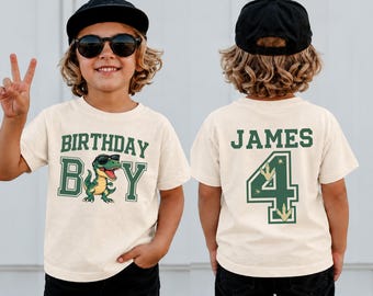 Personalized Birthday Boy Dinosaur Shirt, Custom Age and Name Birthday Tshirt, Custom Dinosaur Birthday Party Outfit, Toddler Birthday Tee