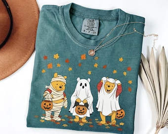 Comfort Colors® Ghost Pooh Bear Shirt, Winnie The Pooh Halloween Shirt, Disney Halloween Shirt, Halloween Party Shirt, Pooh Pumpkin Shirt