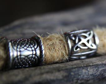 Ensemble de 2 perles d’acier inoxydable 8.5mm trou (5/16 pouces) Hollow Knot Cross Dreadlock Perles Viking Beard