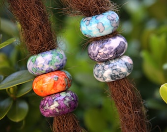 Set of 6 Dyed Jade Gemstone Dreadlock Beads 6mm Hole (1/4 Inch)