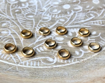 Set Of Golden 10 Stainless Steel Dread Rings Dreadlock Beads 5mm Hole (3/16 Inch) Small Gold Accessories | Dreadlock Jewellery | Jewelry