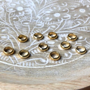 Set Of Golden 10 Stainless Steel Dread Rings Dreadlock Beads 5mm Hole (3/16 Inch) Small Gold Accessories | Dreadlock Jewellery | Jewelry