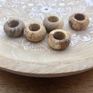 Set Of 5 Dreadlock Beads | Brown Jasper Gemstone 8mm Hole (5/16 Inch) Dreadlock Accessories