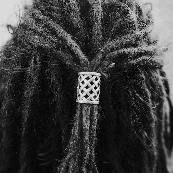 2 Große Tibet Silber Dreadlock Perlen Dread Krawatte 18mm Loch (11/16 Zoll) Weave Dread Krawatten | Extra große Dreadperlen