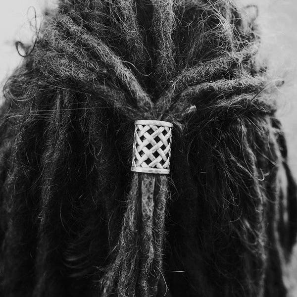 2 Large Tibetan Silver Weave Dreadlock Beads Dread Tie 18mm Hole (11/16 Inch) Extra Large Dread Beads