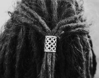 2 Large Tibetan Silver Weave Dreadlock Beads Dread Tie 18mm Hole (11/16 Inch) Extra Large Dread Beads