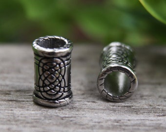 Set of 2 Stainless Steel Tube Dreadlock Bead Beard 6mm Hole (1/4 Inch) Dread Hair Beads | Inoxydable Beads | Dreadlock Perle